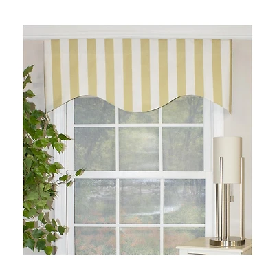 Beach Stripe Style Cornice 3" Rod Pocket Valance 50" x 17" Tan by Rlf Home