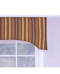 Rlf Home Daria Stripe Corded Arch 100% Cotton with Fully Lined 3" Rod Pocket Valnance for Windows 50" x 17" Saddle