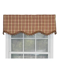 Rlf Home Bazaar Plaid Trimmed Provance 100% Cotton with Fully Lined 3" Rod Pocket Valnance for Windows 50" x 15" Cornflower
