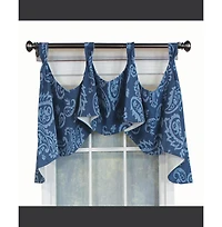 Rlf Home Paisley Tab Window Treatment Premium Quality Valance 4" Top Tabs 50" x 20" Blue