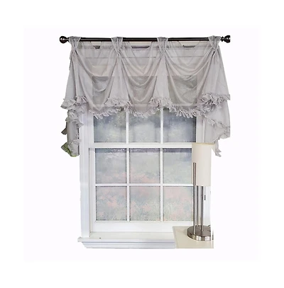 Rlf Home Luxurious Modern Design Classic Sheers Victory Swag 3-Scoop Window Valance 50" x 25" Silver