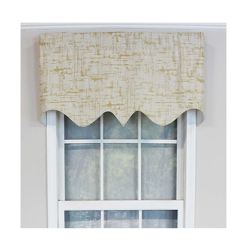 Rlf Home Zino Gold Thin Lines Regal Window Treatment High Quality Valance 3" Rod Pocket 50" x 17" Gold/Ivory