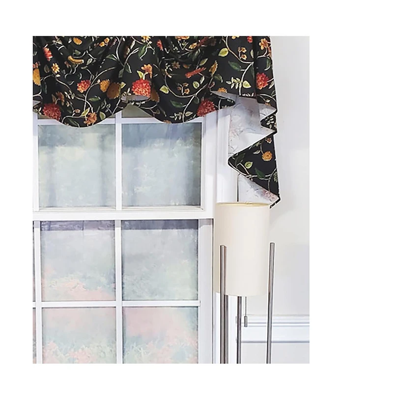 Rlf Home Modern Design Nightfall Victory Swag 3-Sccop Window Valance 50" x 25" Black