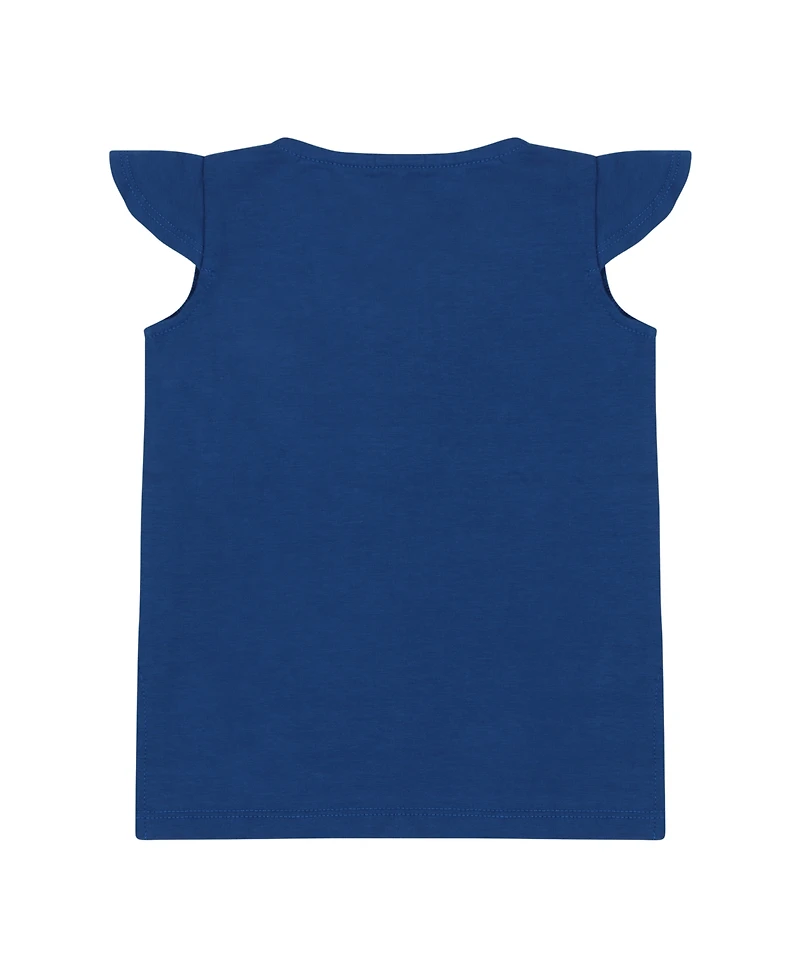 Mixed Up Clothing Girls Flutter Sleeve V-Neck Embroidered Tunic Top and Cozy Elephant Print Shorts, 2-Piece Set