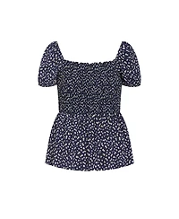 City Chic Women's Azure Shirred Print Top