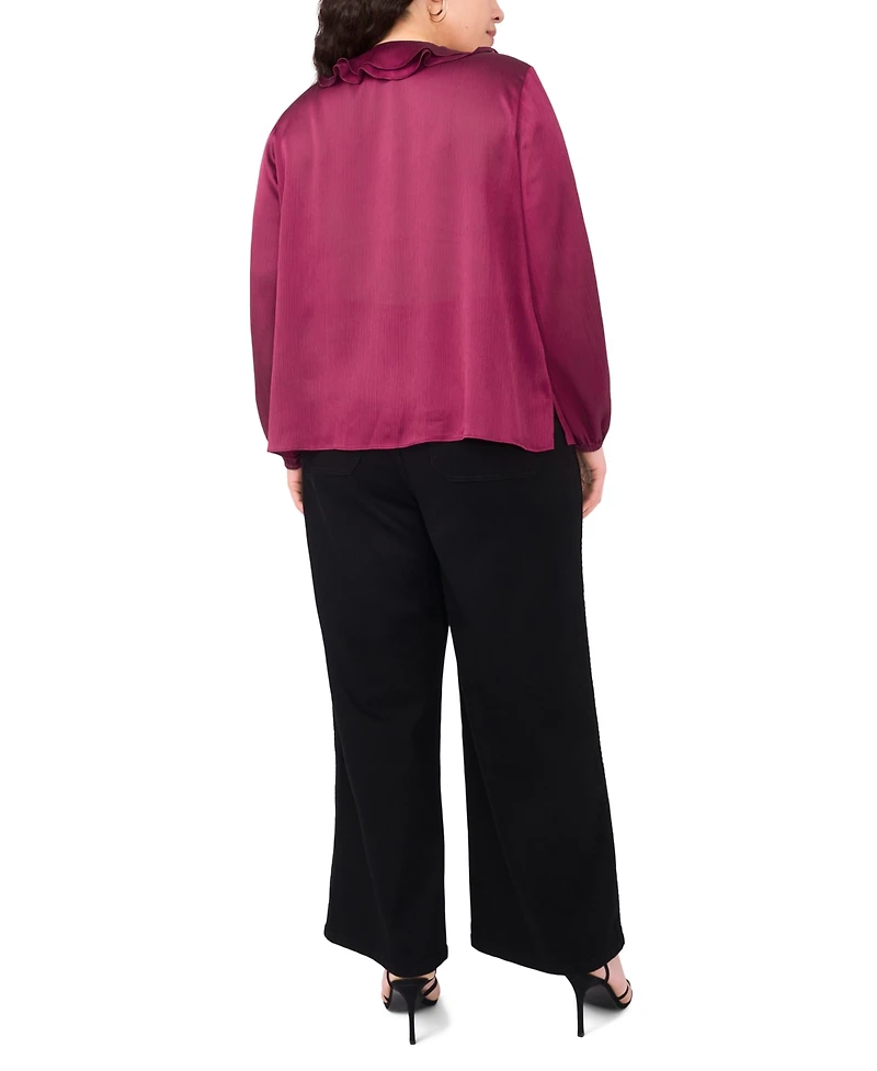 Vince Camuto Plus Double Ruffle Front V-Neck Blouse