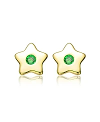 GiGiGirl Kids 14k Gold Plated Red Cubic Zirconia Five-Point Lucky Little Star Stud Earrings