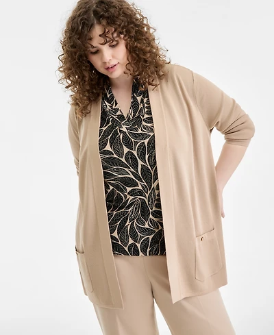 Anne Klein Plus Malibu Open-Front Cardigan