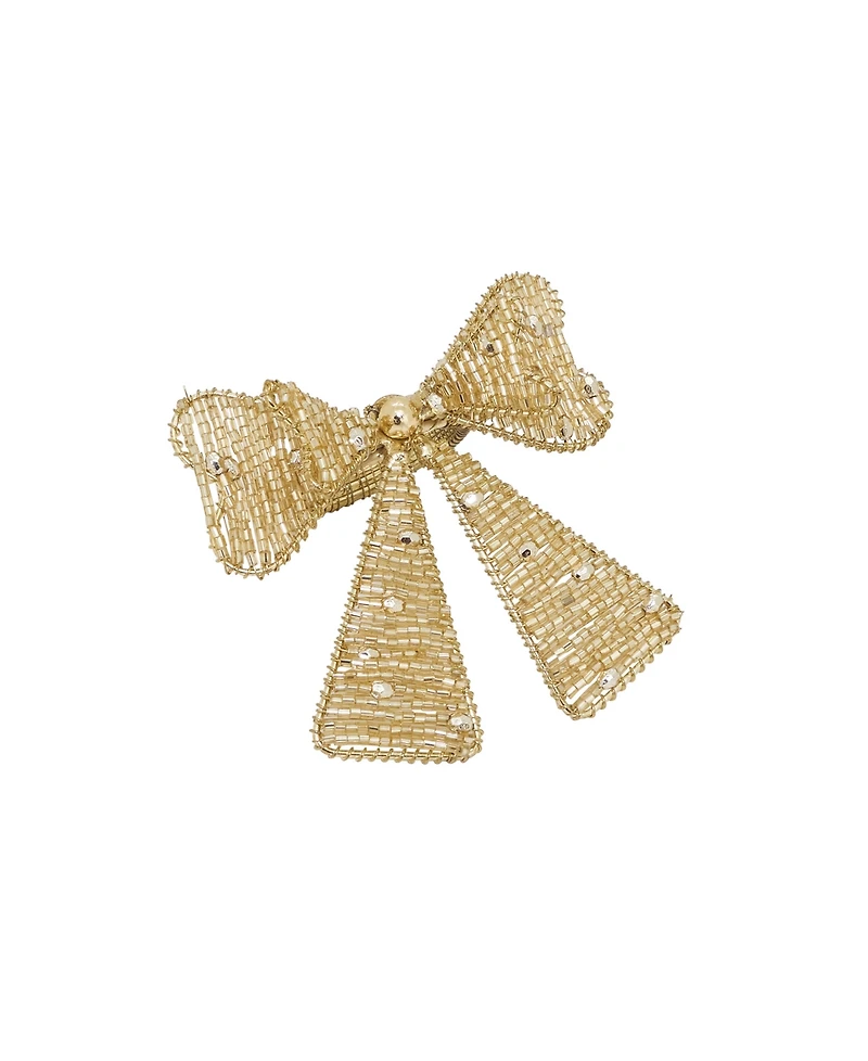 Saro Lifestyle Beaded Bow Napkin Ring, Set of 4