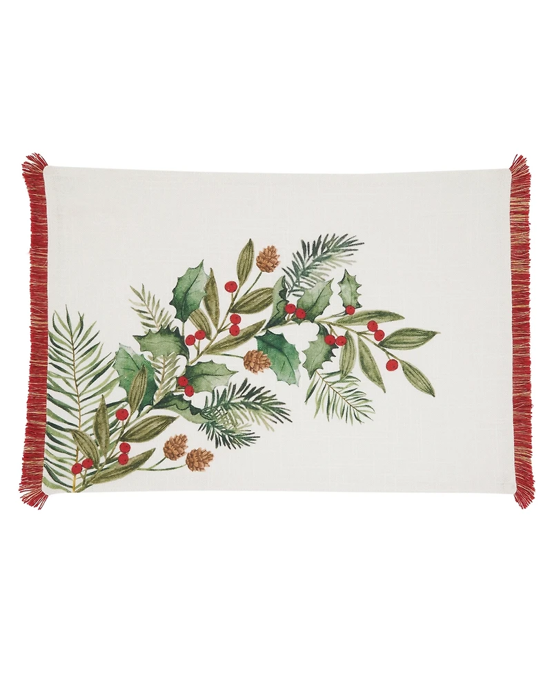 Saro Lifestyle Holly Branch Placemat, Set of 4