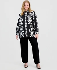 Anne Klein Plus Floral Popover Blouse