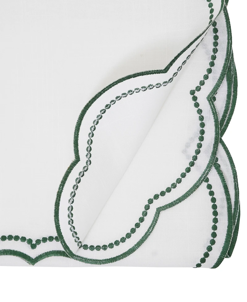 Saro Lifestyle Embroidered Polka Dot Table Runner with Scallop Edge, 16" x 70"