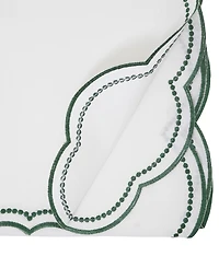 Saro Lifestyle Embroidered Polka Dot Table Runner with Scallop Edge, 16" x 70"