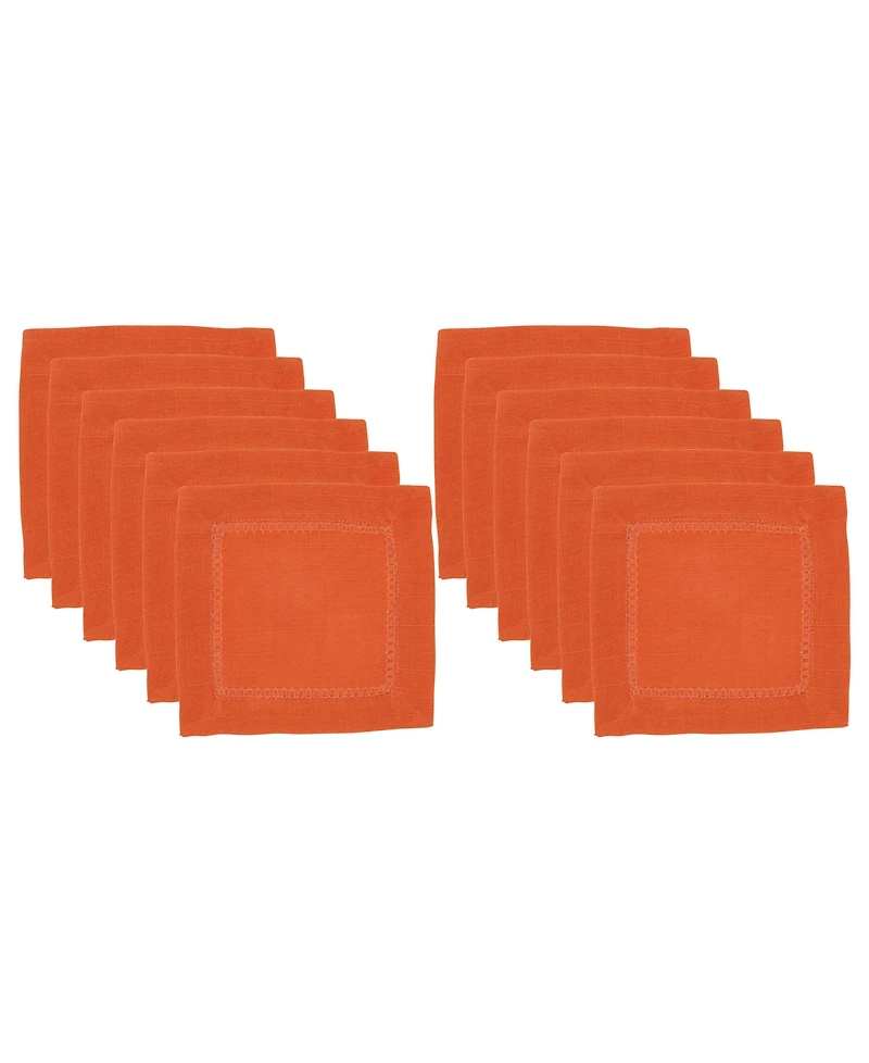 Saro Lifestyle Hemstitched Border Cocktail Napkin, Set of 12