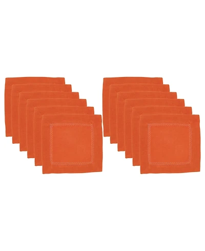 Saro Lifestyle Hemstitched Border Cocktail Napkin, Set of 12
