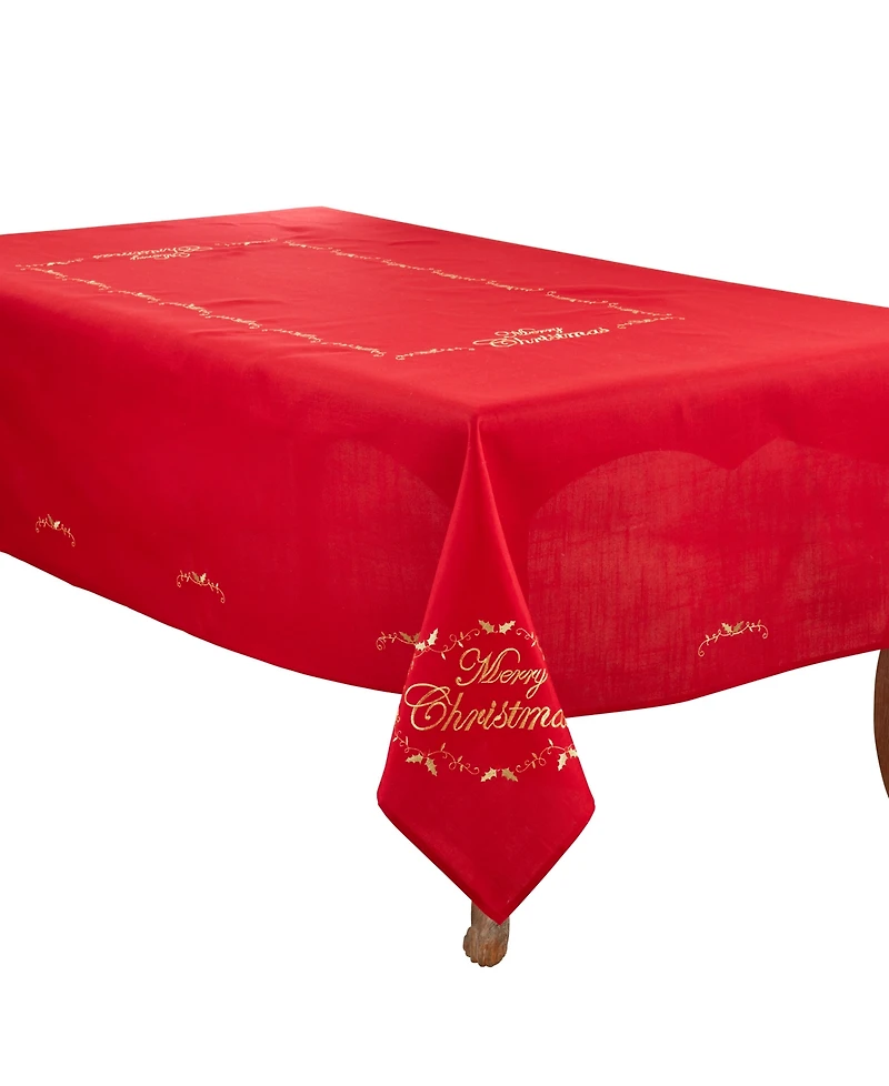Saro Lifestyle Merry Christmas Embroidered Design Tablecloth
