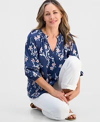 Style & Co Petite Smock-Neck Floral-Print Blouse, Macy's Exclusive