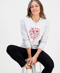Style & Co Petite Love Flowers Graphic Fleece Sweatshirt, Macy's Exclusive