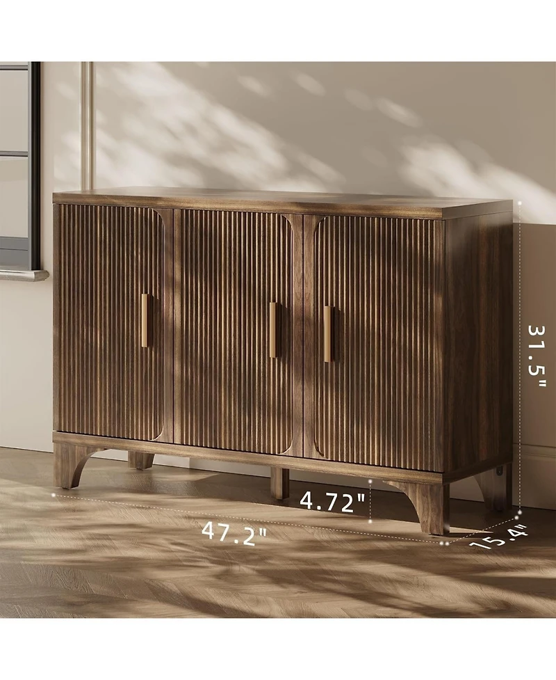 Sugift Modern Farmhouse Tv Stand, 2-Door Tv Cabinet for Tv up to 65"