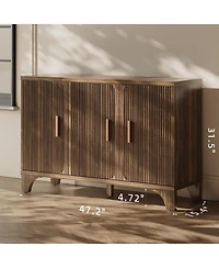 Sugift Modern Farmhouse Tv Stand, 2-Door Tv Cabinet for Tv up to 65"