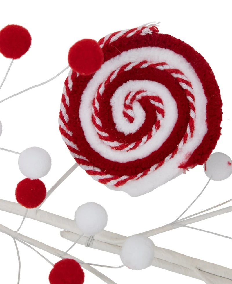 Northlight 30" Candy Cane Swirls and Pom Poms Christmas Garland