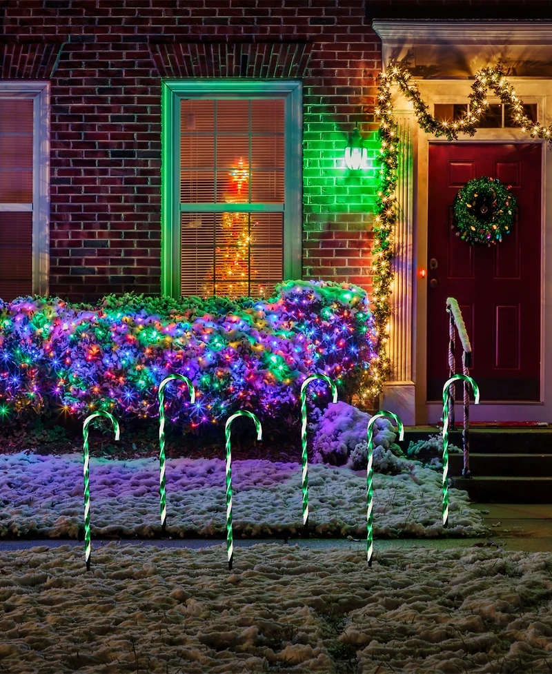 Northlight Lighted Candy Cane Outdoor Christmas Pathway Markers, Set of 6