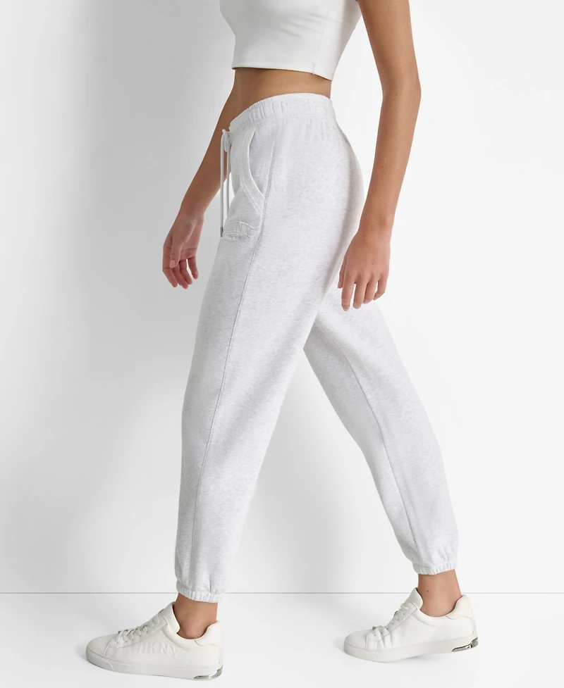 Dkny Women's Varsity Embroidered Logo Relaxed Pockets Pull-On Joggers