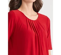 Kasper Women's Pleat Neck Knit Top