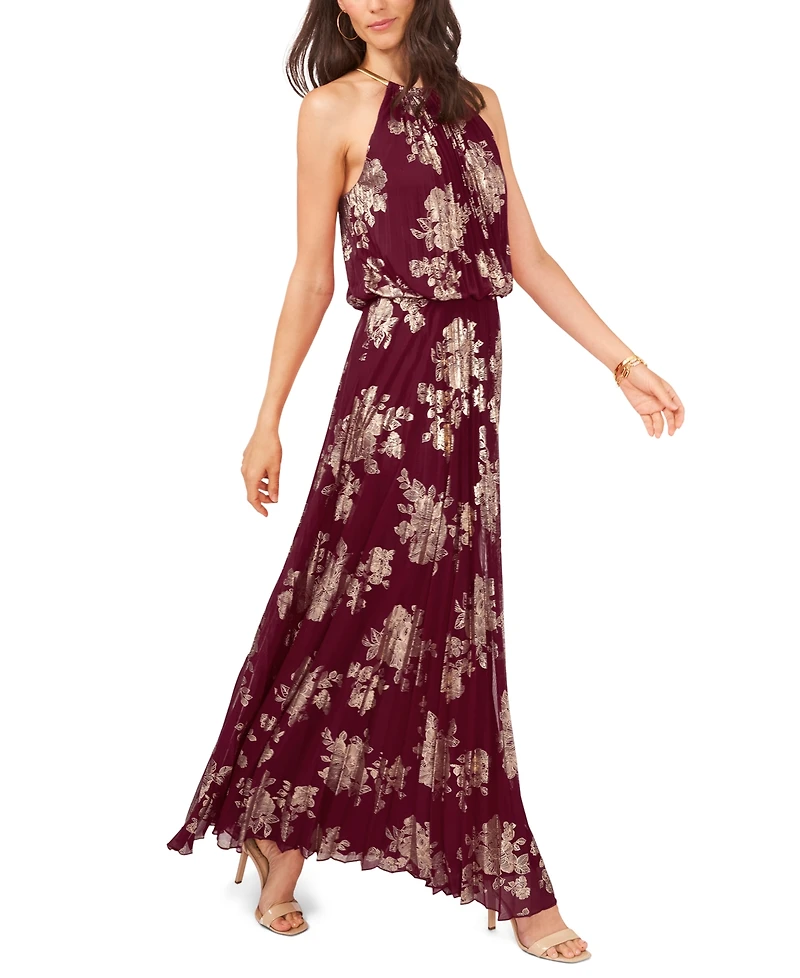 Msk Women's Embellishment Halter-Neck Pleated Dress