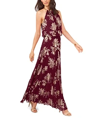 Msk Women's Embellishment Halter-Neck Pleated Dress