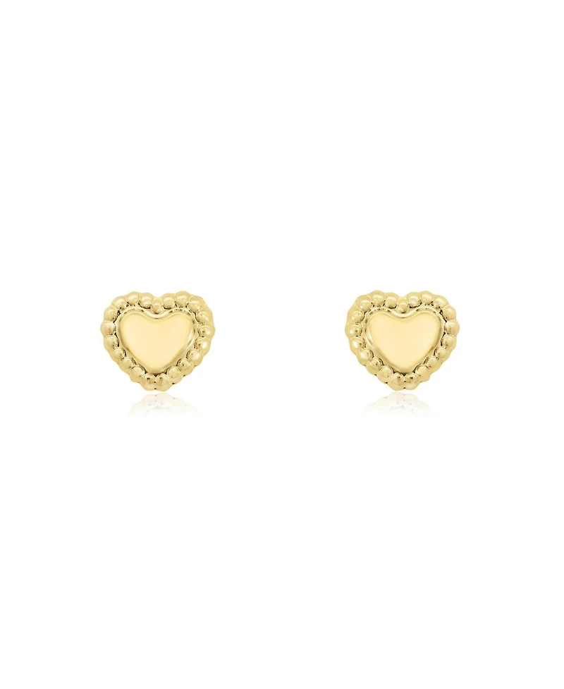 The Lovery Baby Beaded Heart Screw Back Stud Earrings 14K Gold