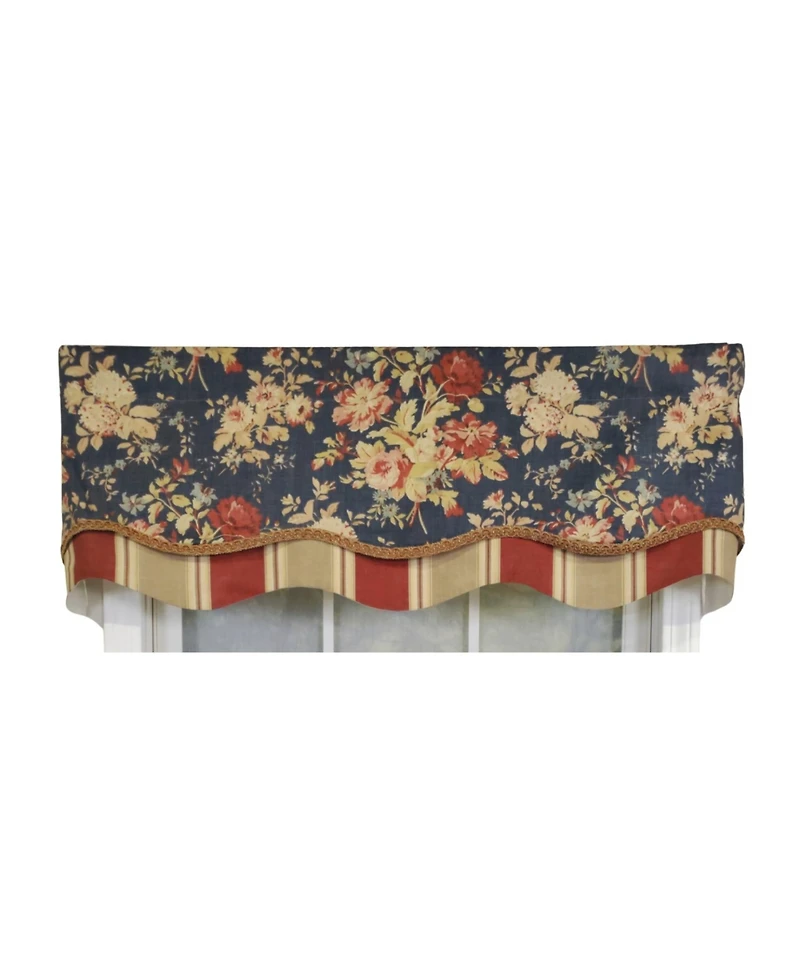 Rlf Home 3" Rod Pocket High Quality Fabric Newbury Glory Valance for Windows 50" x 16" Marine