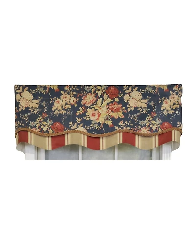 Rlf Home 3" Rod Pocket High Quality Fabric Newbury Glory Valance for Windows 50" x 16" Marine