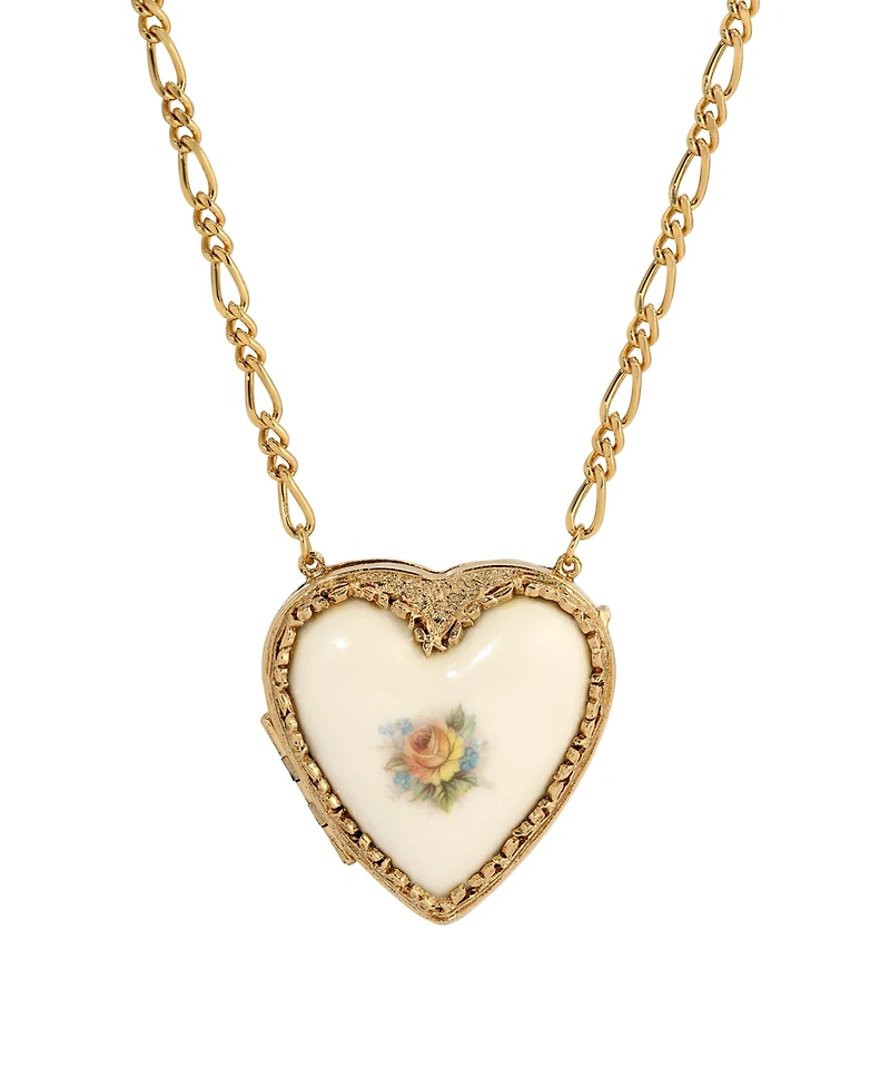 2028 Porcelain Heart Locket Necklace