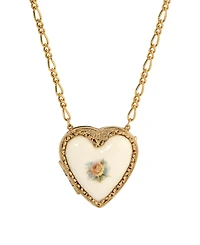 2028 Porcelain Heart Locket Necklace