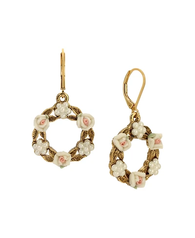 2028 Faux Cultivated Pearl White Flower Earrings