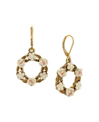 2028 Faux Cultivated Pearl White Flower Earrings