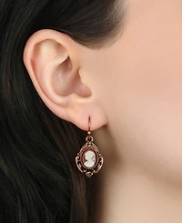 2028 Copper Tone Oval Cameo Crystal Earrings