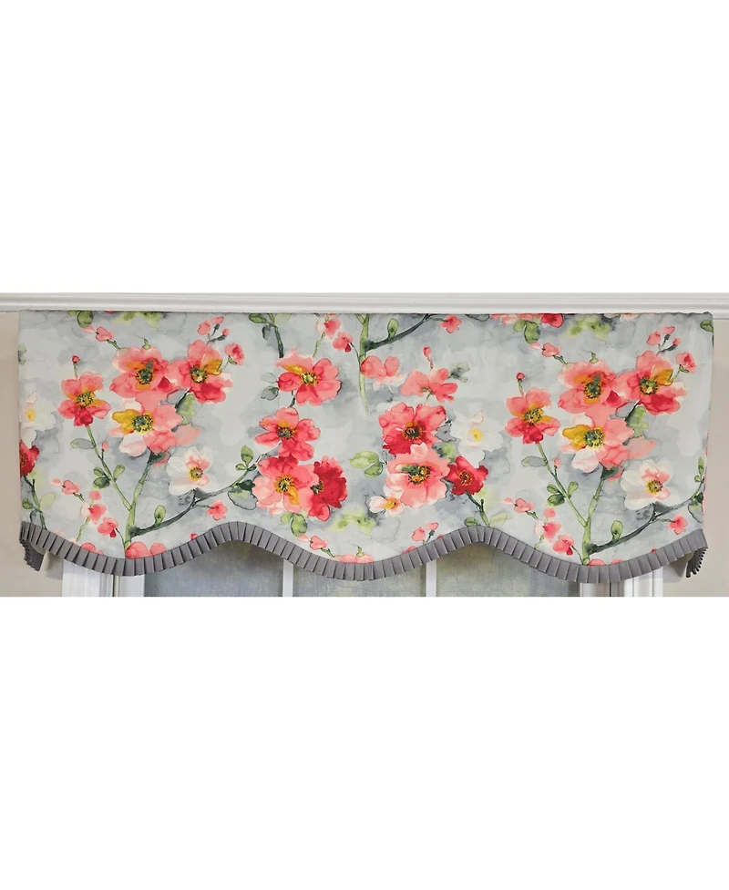 Rlf Home 100% Cotton Prosperity Provance Fully lined Windows Rod Pocket Valance 50" x 15" Gray