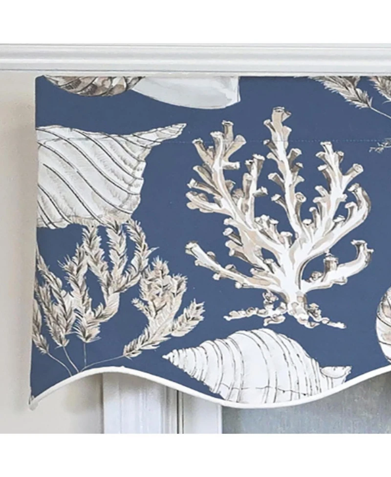 Rlf Home 100% Cotton Seascape Provance Fully lined Windows Rod Pocket Valance 50" x 15" Blue