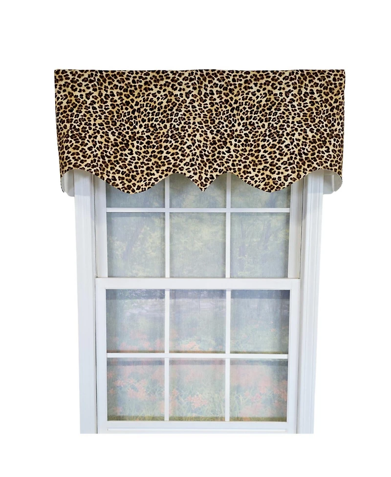 Rlf Home 100% Cotton Cheetah Regal Fully lined Windows Rod Pocket Valance 50" x 17" Yellow
