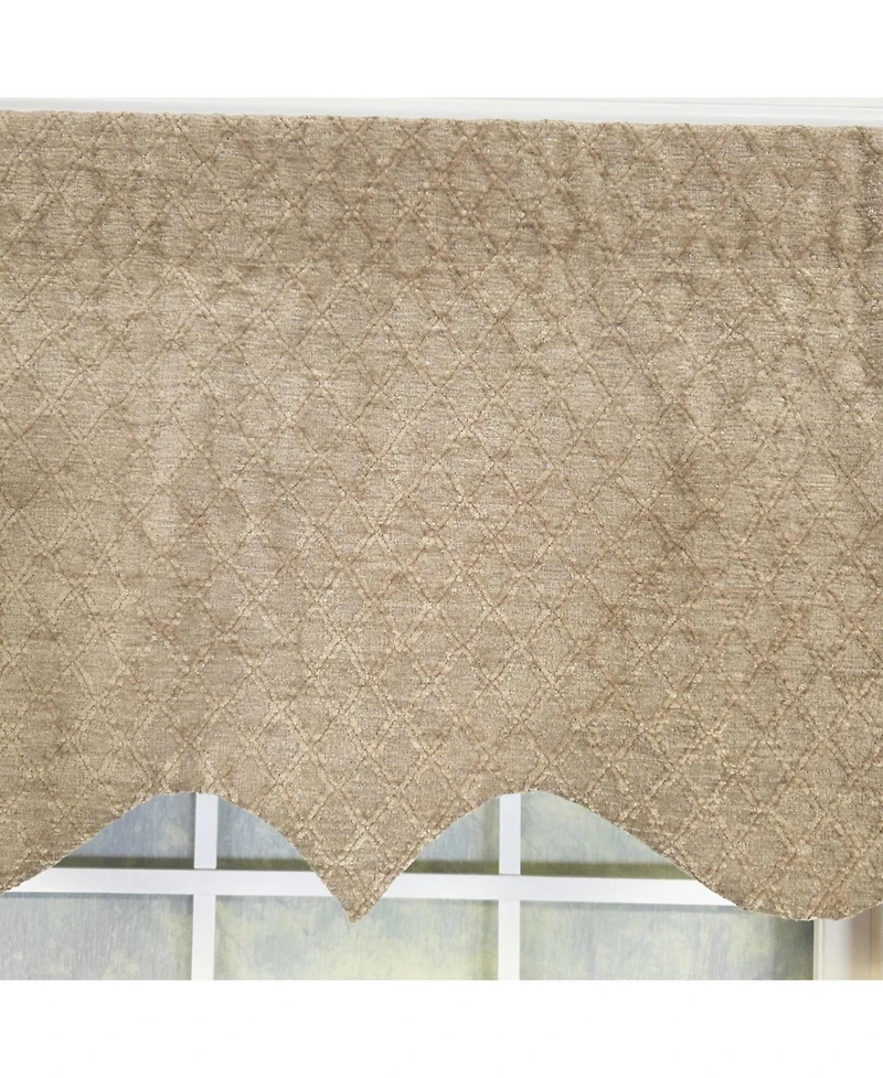 Rlf Home 100% Cotton Chenille Regal Fully lined Windows Rod Pocket Valance 50" x 17" Beige