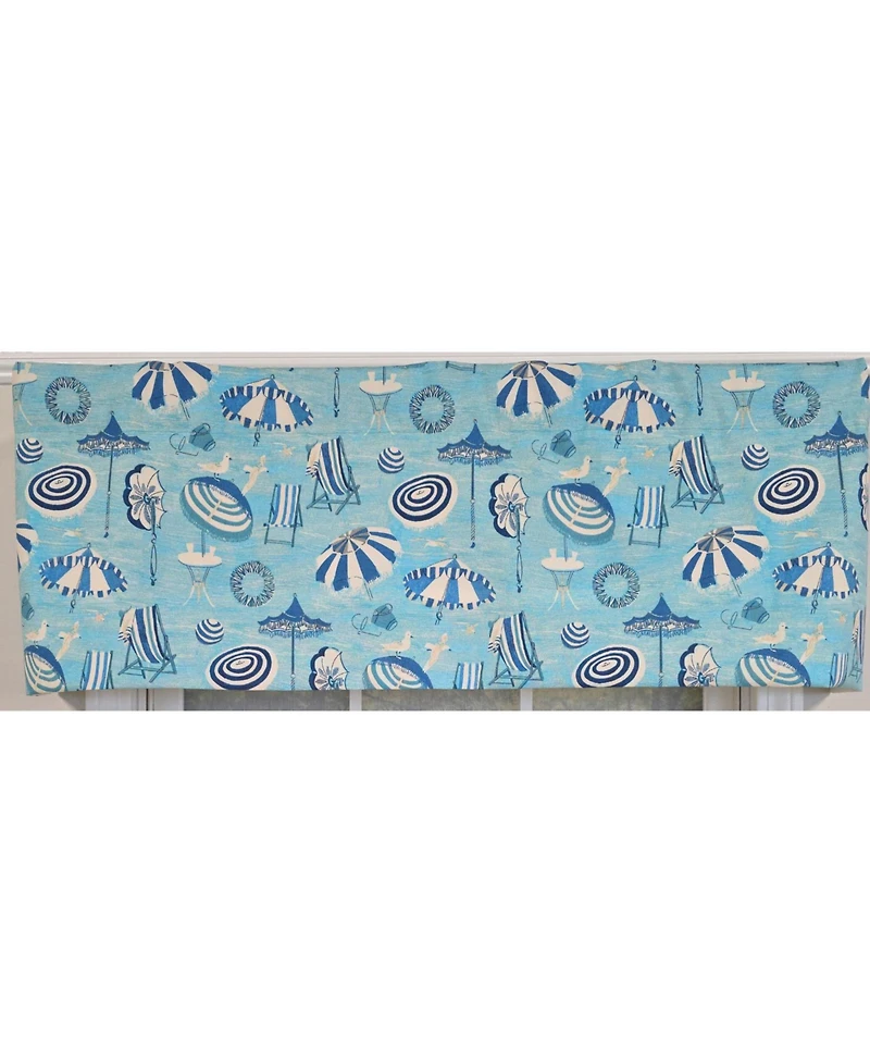 Rlf Home 100% Cotton Beach Day Toilored Fully lined Windows Rod Pocket Valance 51" x 16" Blue