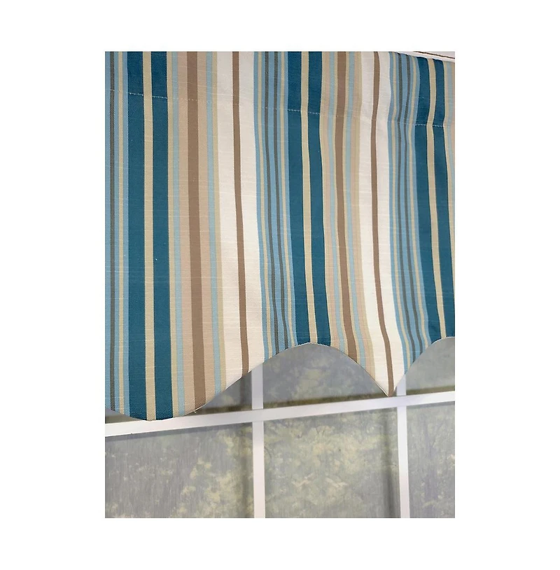 Rlf Home Elisa Stripe Regal 100% Cotton with Fully Lined 3" Rod Pocket High Quality Spot Clean Valance 50" x 17" Blue