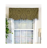Rlf Home Chintz Regal 3" Rod Pocket Lining Luxurious and Elegant Window Treatment Valance 50" x 17" Olive