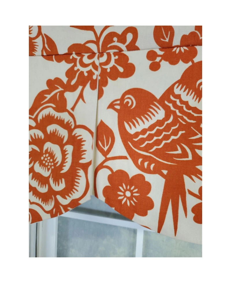 Rlf Home 3" Rod Pocket High Quality Fabric Love Bird Mandy Valance for Windows 50" x 17" Orange