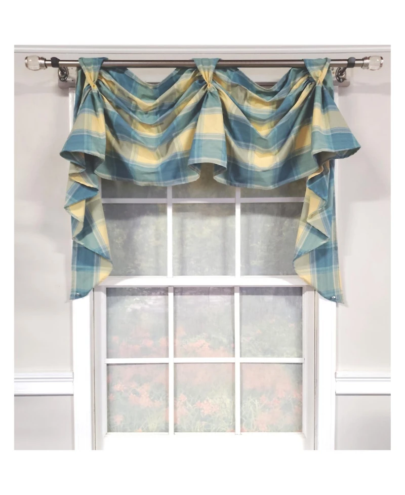 Rlf Home 4" Top Tab High Quality Fabric Duncaster 2-Scoop Victory Swag for Windows 40" x 25" Porcelain