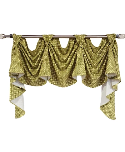 Rlf Home 4" Top Tab High Quality Fabric Trellis 3-Scoop Victory Swag for Windows 54" x 25" Sage