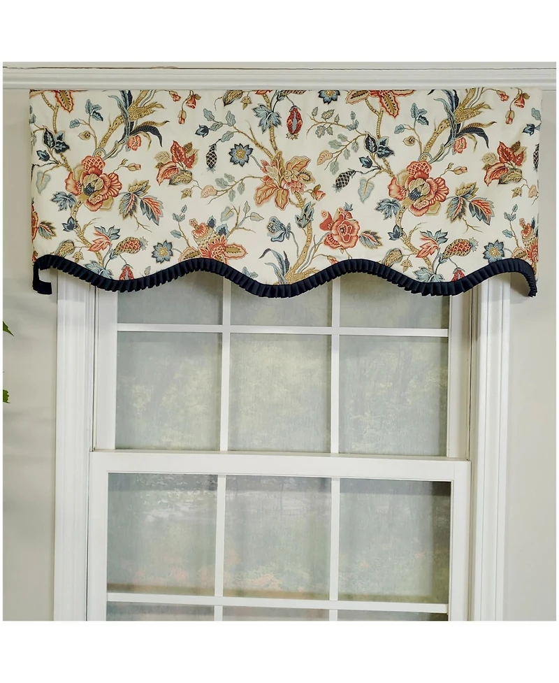 Rlf Home 3" Rod Pocket High Quality Fabric Giana Ruffled Provance Valance for Windows 50" x 15" Americana
