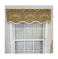 Rlf Home Vivaldi Provence Pleated Ruffle Nature-Inspired Bird Motifs No Header Luxurious Decor Valance 50" x 14" Green